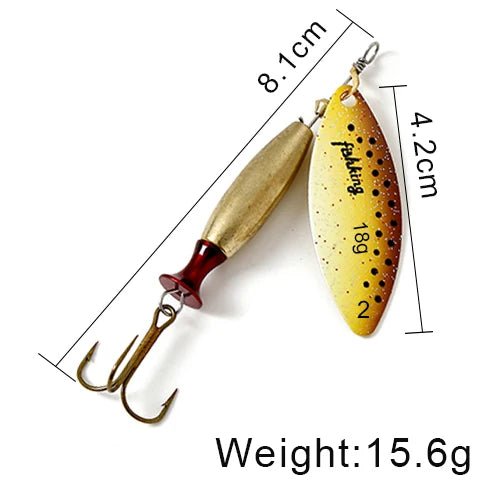 FISH KING Metal Spinner Lure – 18g/24g Long Cast Hard Bait with Hook - Onlytenbucks.com