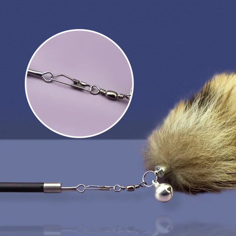 Fox Tail Cat Teaser Wand – Extendable Feather Stick - Onlytenbucks.com