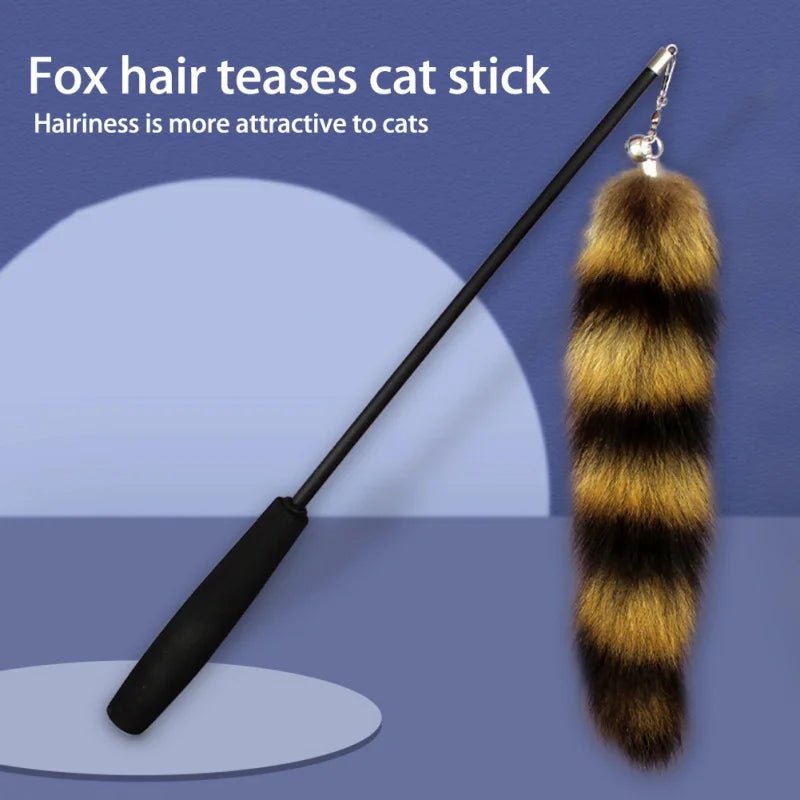 Fox Tail Cat Teaser Wand – Extendable Feather Stick - Onlytenbucks.com