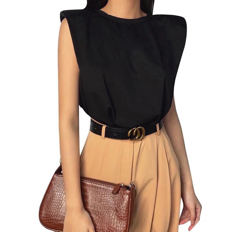 Goocheer Women’s Padded Shoulder Sleeveless Top - Onlytenbucks.com