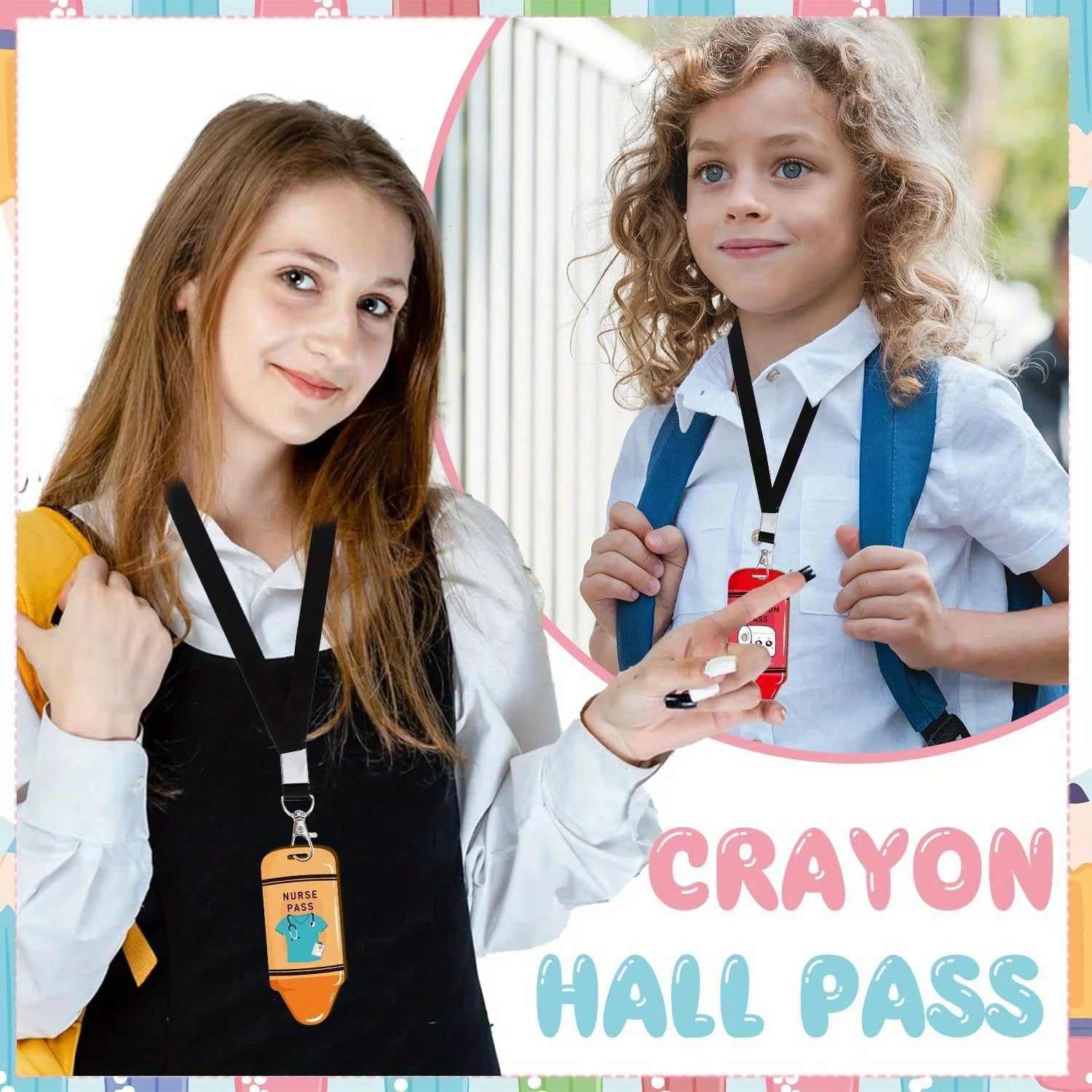 Hall Pass Lanyards and School Passes – 6 - Piece Classroom Set - Onlytenbucks.com