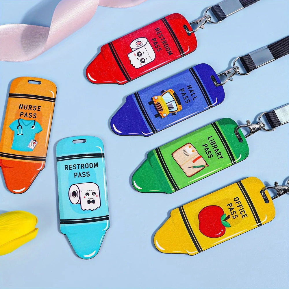 Hall Pass Lanyards and School Passes – 6 - Piece Classroom Set - Onlytenbucks.com