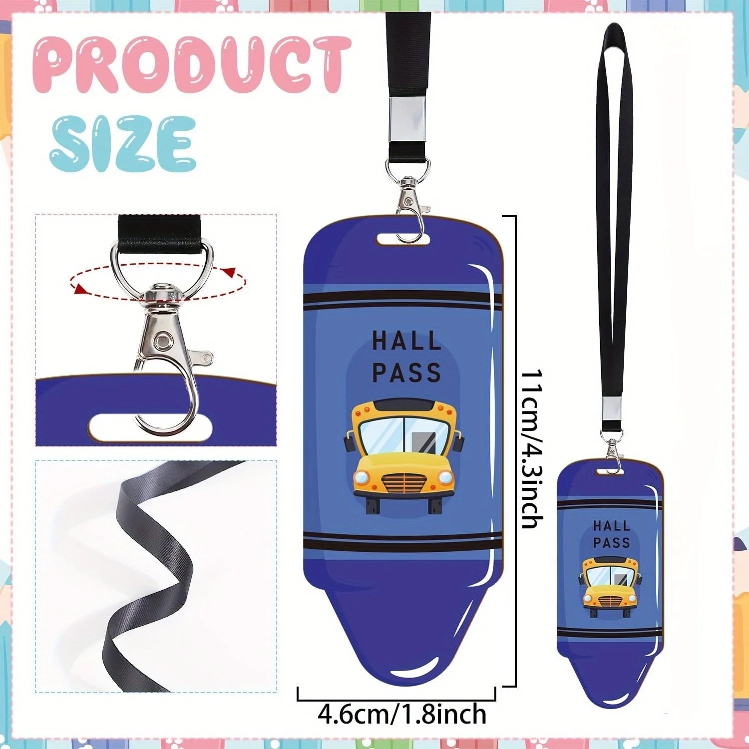 Hall Pass Lanyards and School Passes – 6 - Piece Classroom Set - Onlytenbucks.com