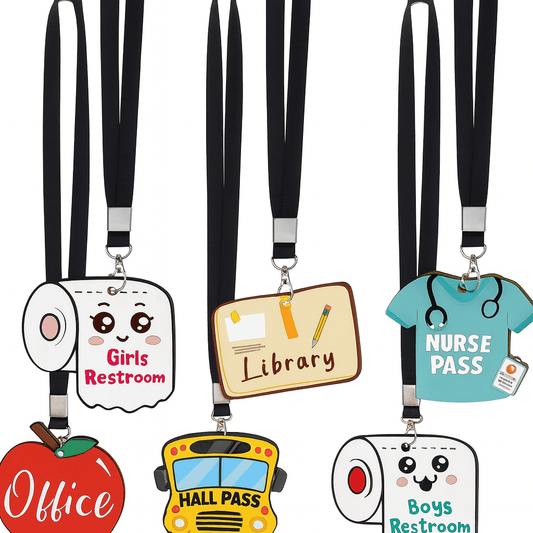 Hall Pass Lanyards and School Passes – 6 - Piece - Onlytenbucks.com