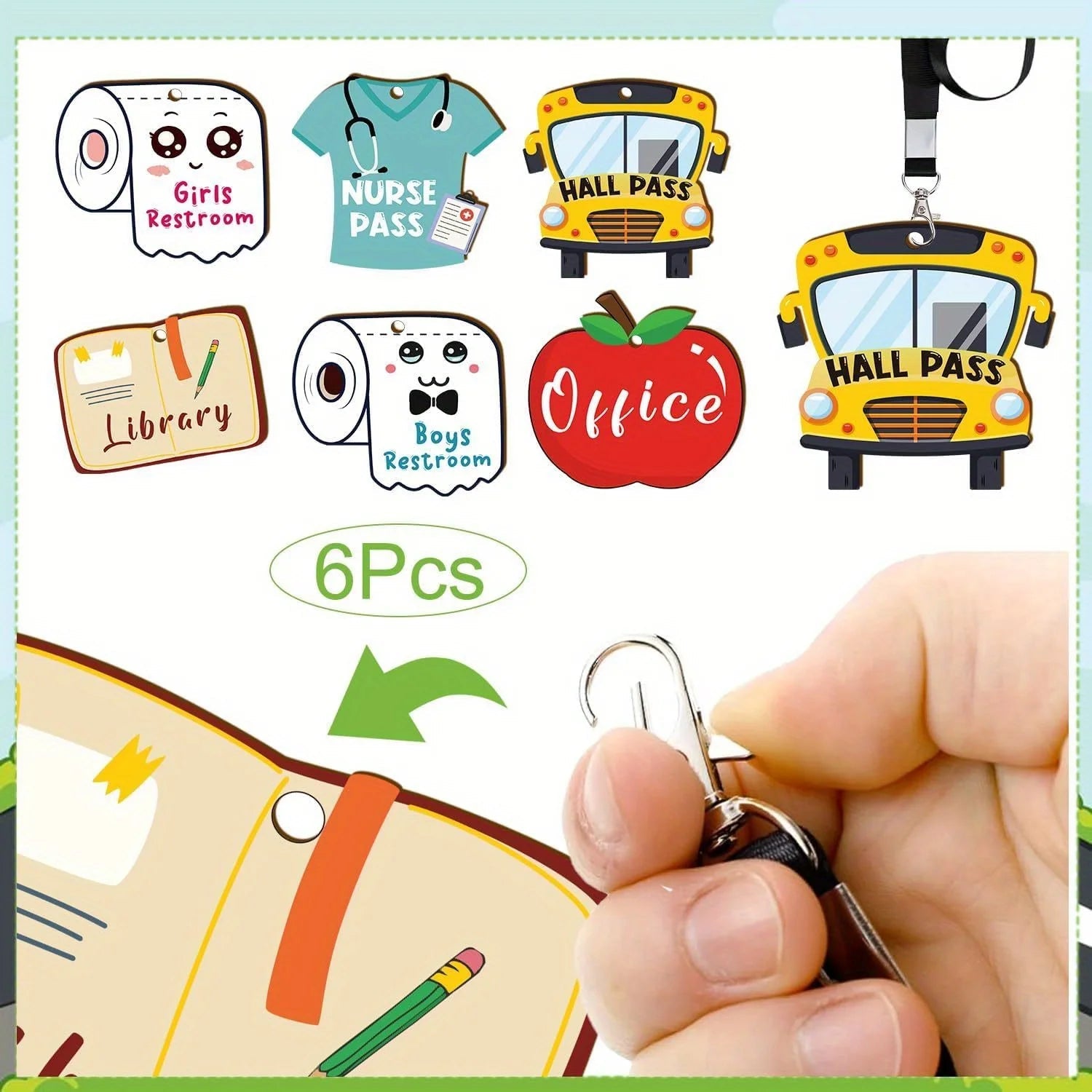 Hall Pass Lanyards and School Passes – 6 - Piece - Onlytenbucks.com