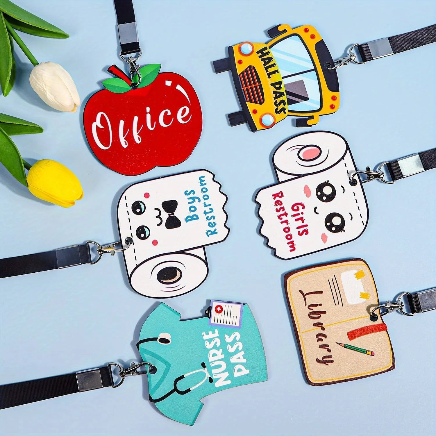 Hall Pass Lanyards and School Passes – 6 - Piece - Onlytenbucks.com