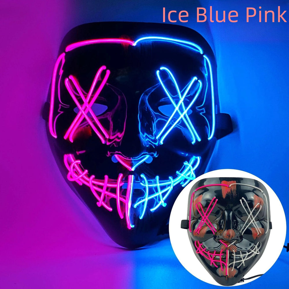 Halloween Neon LED Purge Mask – Light - Up Masquerade Party Accessory - Onlytenbucks.com