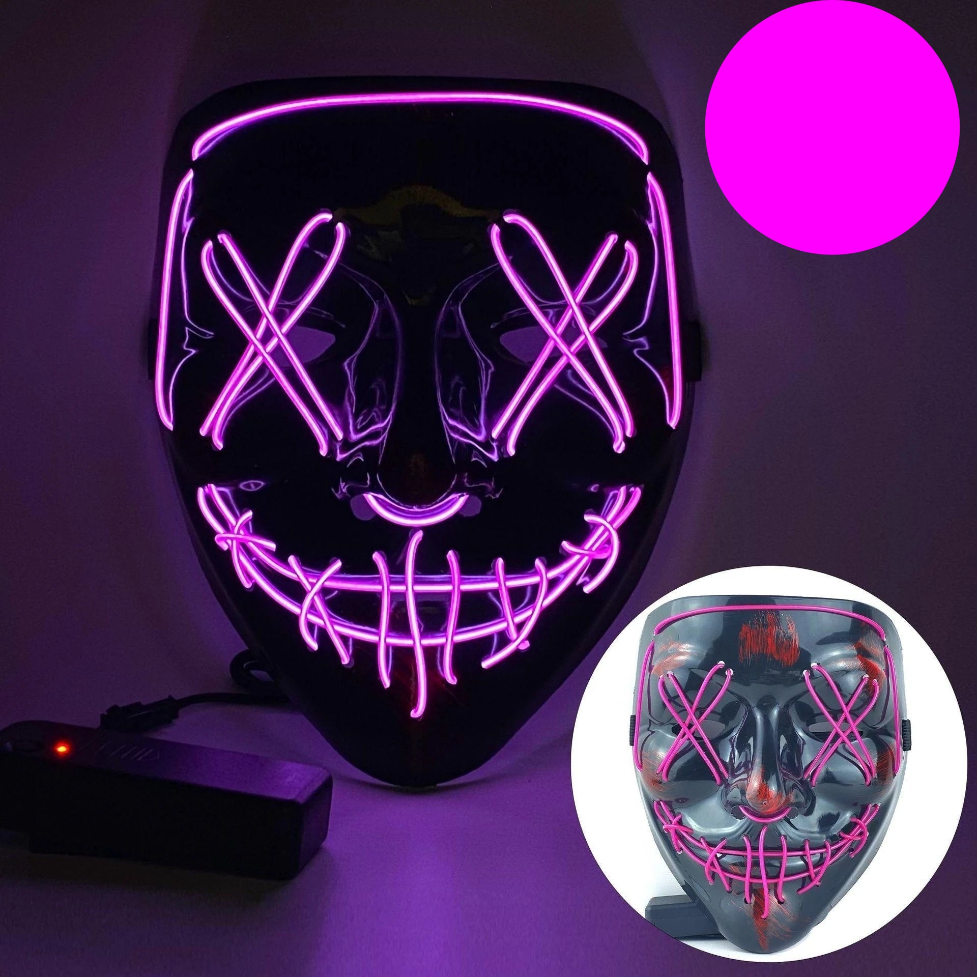 Halloween Neon LED Purge Mask – Light - Up Masquerade Party Accessory - Onlytenbucks.com