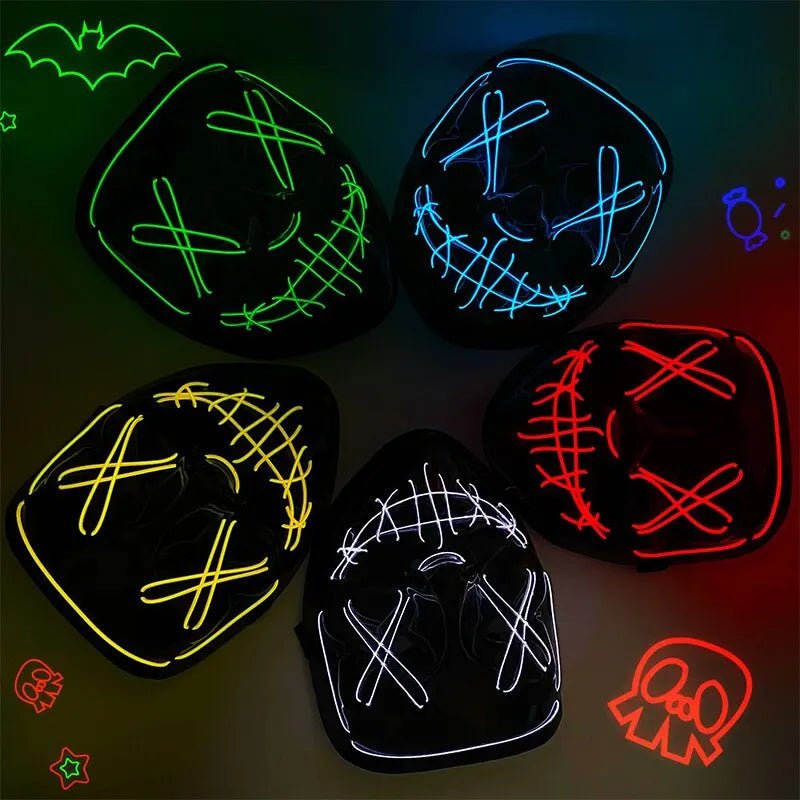 Halloween Neon LED Purge Mask – Light - Up Masquerade Party Accessory - Onlytenbucks.com
