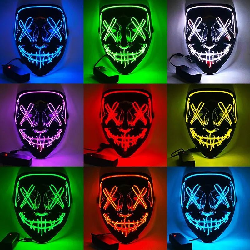 Halloween Neon LED Purge Mask – Light - Up Masquerade Party Accessory - Onlytenbucks.com