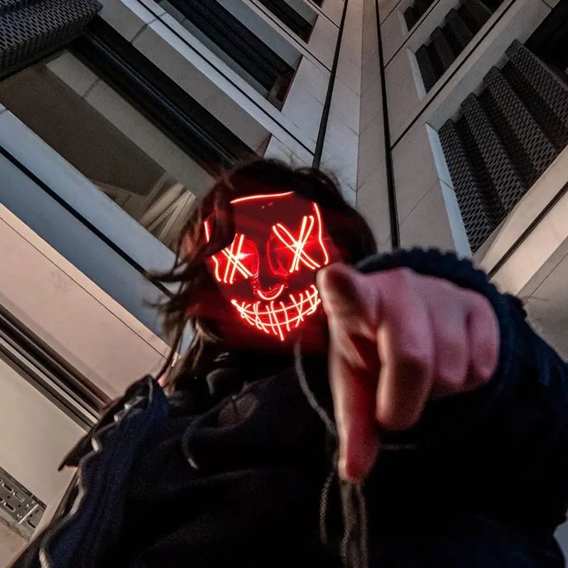 Halloween Neon LED Purge Mask – Light - Up Masquerade Party Accessory - Onlytenbucks.com