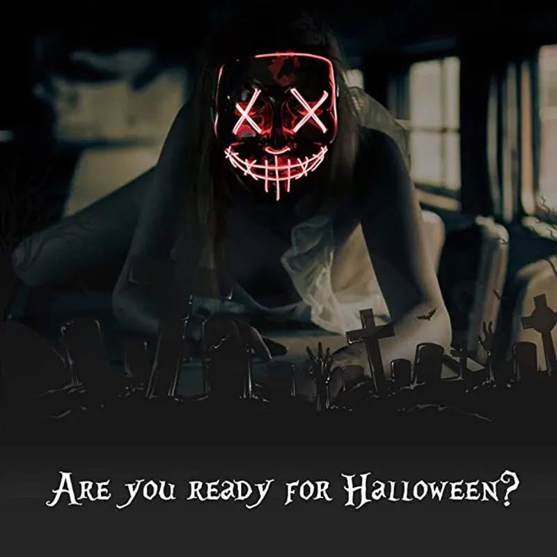 Halloween Neon LED Purge Mask – Light - Up Masquerade Party Accessory - Onlytenbucks.com