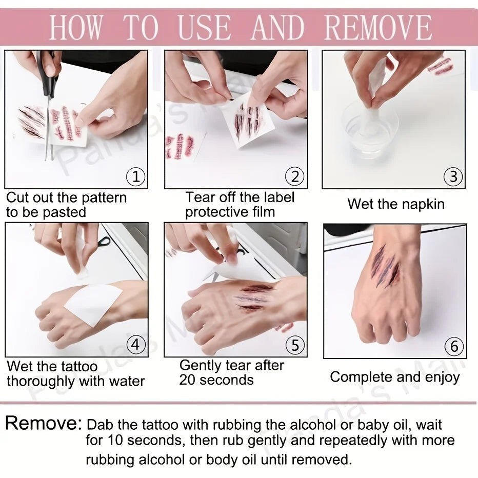 Halloween Scar Temporary Tattoo Stickers – 5 Sheets - Onlytenbucks.com
