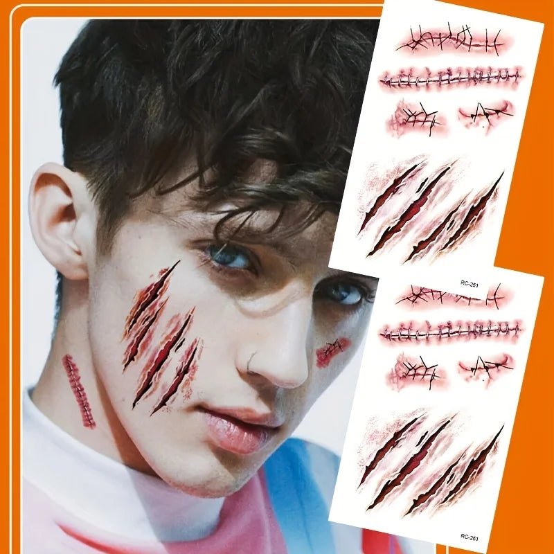 Halloween Scar Temporary Tattoo Stickers – 5 Sheets - Onlytenbucks.com