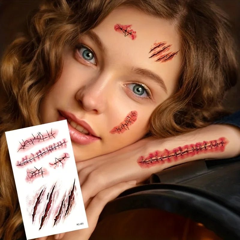 Halloween Scar Temporary Tattoo Stickers – 5 Sheets - Onlytenbucks.com