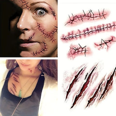Halloween Scar Temporary Tattoo Stickers – 5 Sheets - Onlytenbucks.com