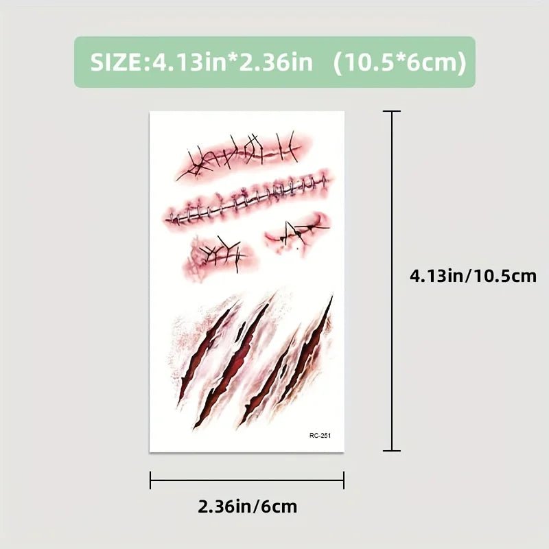 Halloween Scar Temporary Tattoo Stickers – 5 Sheets - Onlytenbucks.com