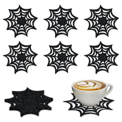 Halloween Spider Web Coaster Set – 6Pcs Non - Woven Black Drink Mats - Onlytenbucks.com
