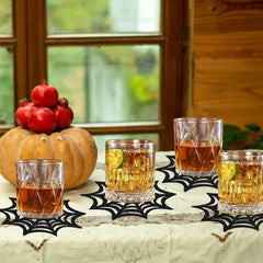 Halloween Spider Web Coaster Set – 6Pcs Non - Woven Black Drink Mats - Onlytenbucks.com