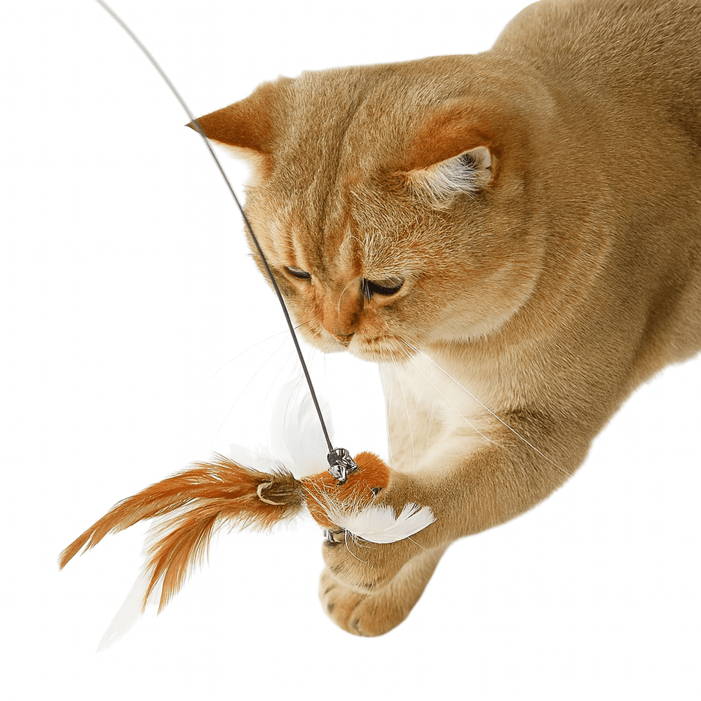 Hands - Free Feather Cat Wand with Bell – Suction Cup Interactive Toy - Onlytenbucks.com