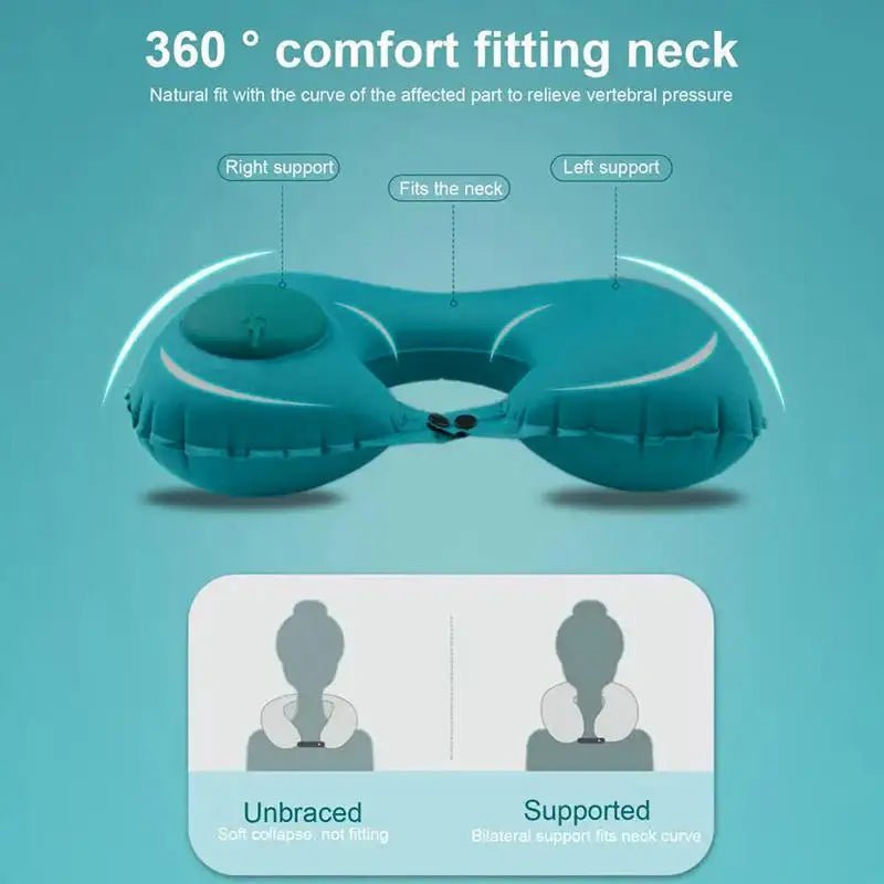 Inflatable U - Shaped Travel Neck Pillow – Portable Flocking Pillow - Onlytenbucks.com