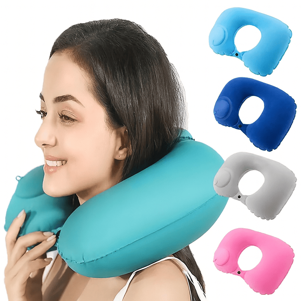 Inflatable U - Shaped Travel Neck Pillow – Portable Flocking Pillow - Onlytenbucks.com