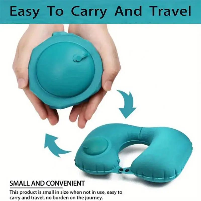 Inflatable U - Shaped Travel Neck Pillow – Portable Flocking Pillow - Onlytenbucks.com