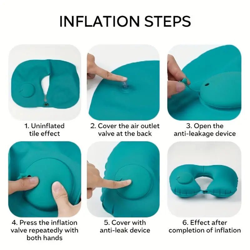Inflatable U - Shaped Travel Neck Pillow – Portable Flocking Pillow - Onlytenbucks.com