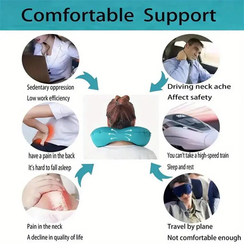 Inflatable U - Shaped Travel Neck Pillow – Portable Flocking Pillow - Onlytenbucks.com