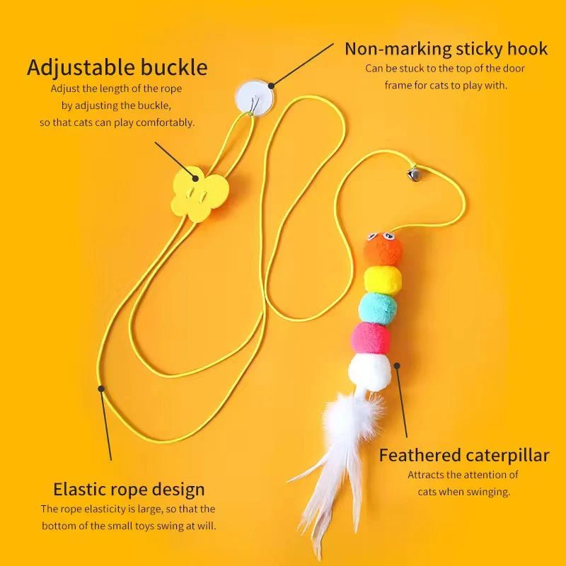 Interactive Hanging Cat Toy – Feather and Rope Teaser - Onlytenbucks.com