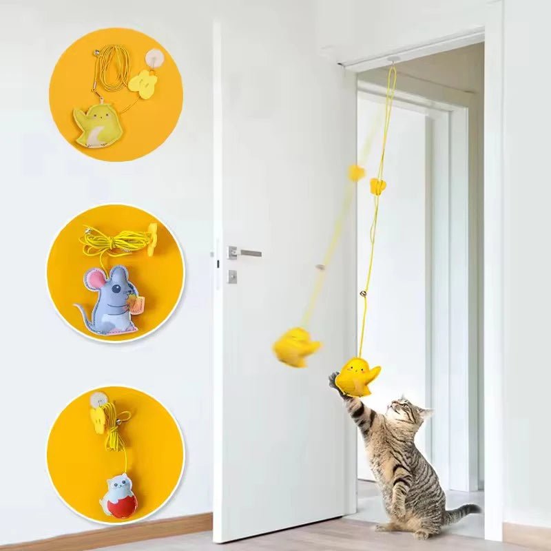 Interactive Hanging Cat Toy – Feather and Rope Teaser - Onlytenbucks.com