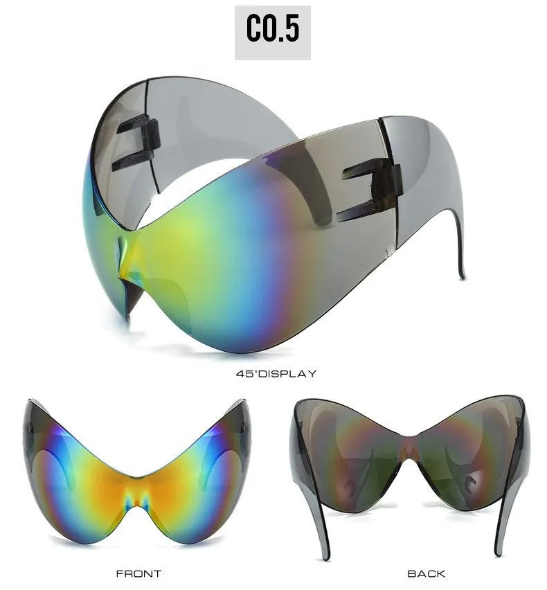 Oversized Y2K Sport Sunglasses – UV400 Windproof Steampunk - Onlytenbucks.com