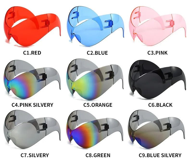 Oversized Y2K Sport Sunglasses – UV400 Windproof Steampunk - Onlytenbucks.com