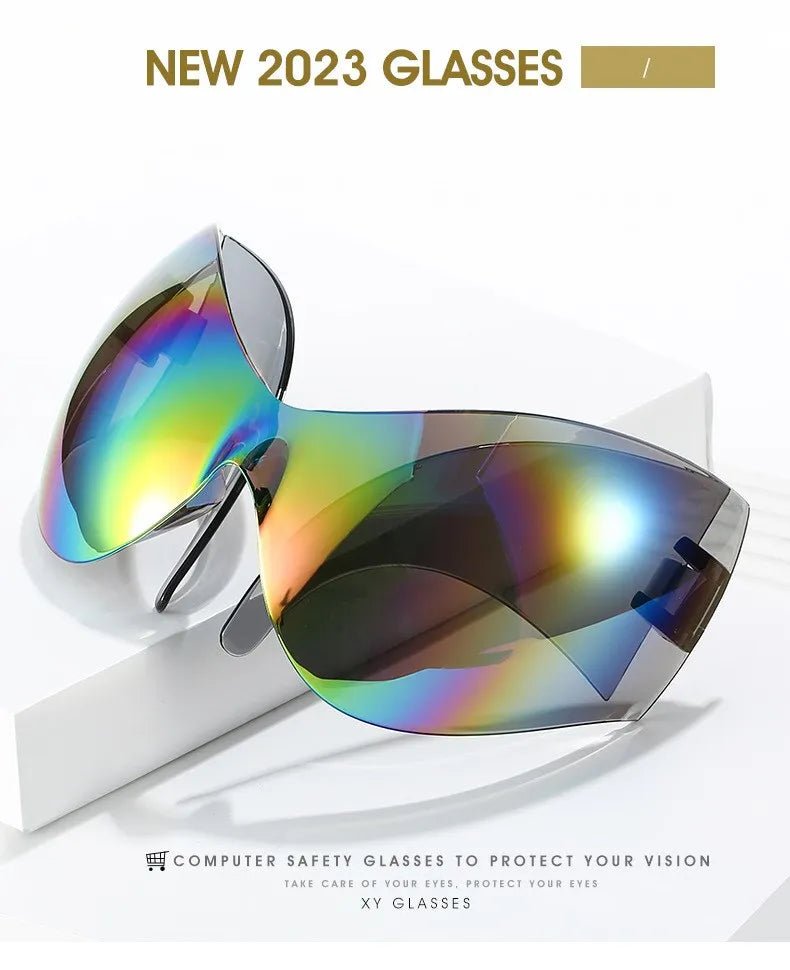 Oversized Y2K Sport Sunglasses – UV400 Windproof Steampunk - Onlytenbucks.com