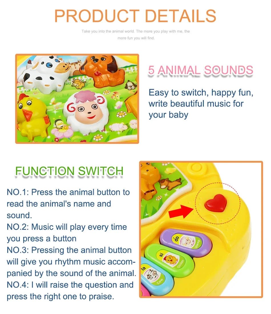 Kids Cartoon Piano Keyboard Toy – Educational Instrument - Onlytenbucks.com