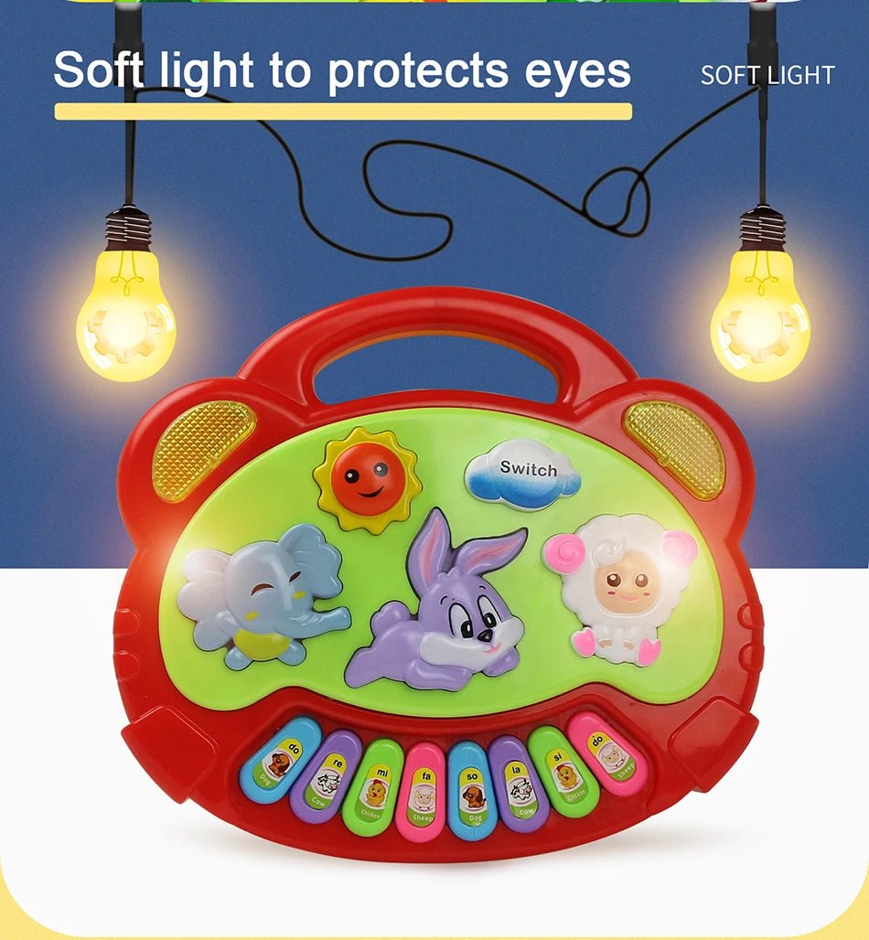 Kids Cartoon Piano Keyboard Toy – Educational Animal Sound Musical Instrument with Lights  - Onlytenbucks.com