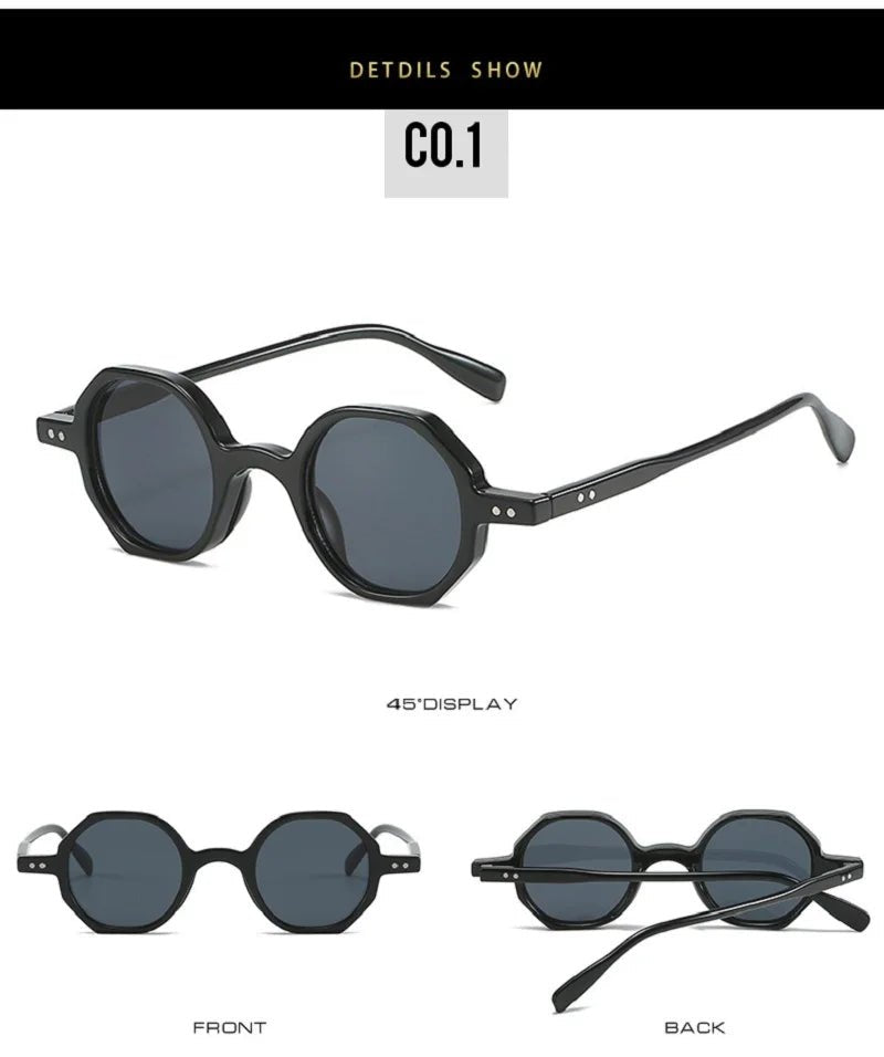 Classic Vintage Sunglasses Men Small Round Retro Punk Ocean Color Sun Glasses Gradient Clear Lens - Onlytenbucks.com