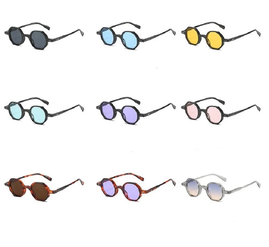 Classic Vintage Sunglasses Men Small Round Retro Punk Ocean Color Sun Glasses Gradient Clear Lens - Onlytenbucks.com