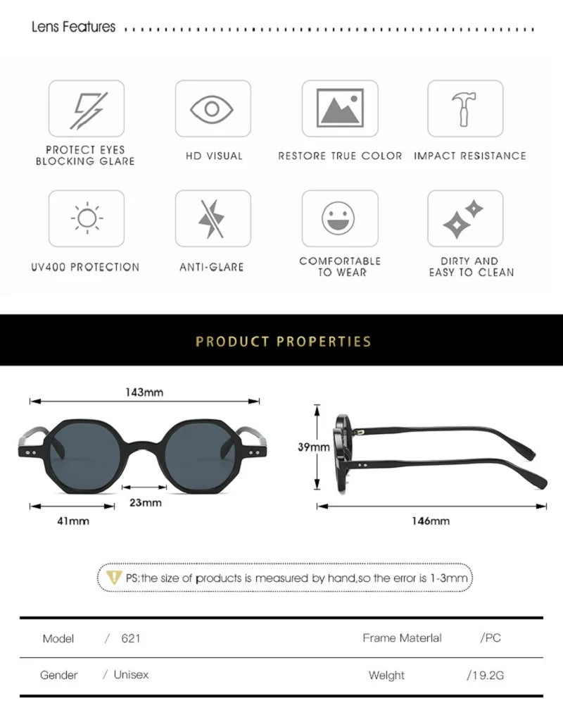 Classic Vintage Sunglasses Men Small Round Retro Punk Ocean Color Sun Glasses Gradient Clear Lens - Onlytenbucks.com