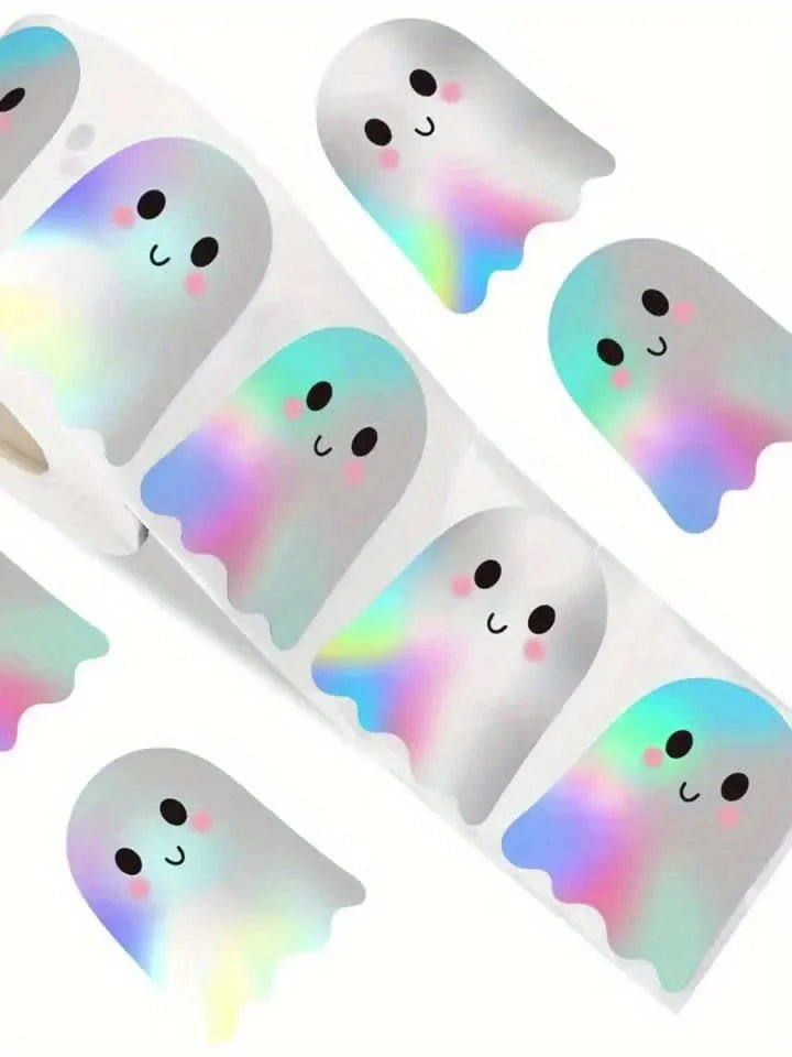 Laser Ghost Stickers – 500 pcs Roll for Halloween Seals and Decorations - Onlytenbucks.com