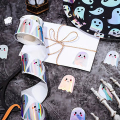 Laser Ghost Stickers – 500 pcs Roll for Halloween Seals and Decorations - Onlytenbucks.com