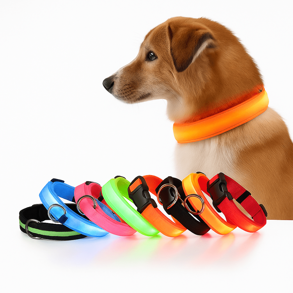 LED Dog Collar – Nylon Light - Up Safety Collar with Reflective Glow - Onlytenbucks.com