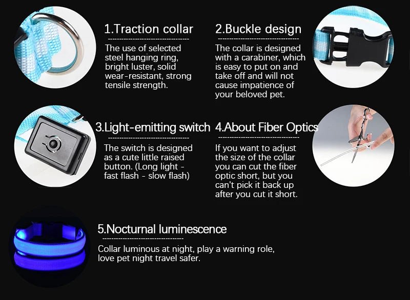 LED Dog Collar – Nylon Light - Up Safety Collar with Reflective Glow - Onlytenbucks.com