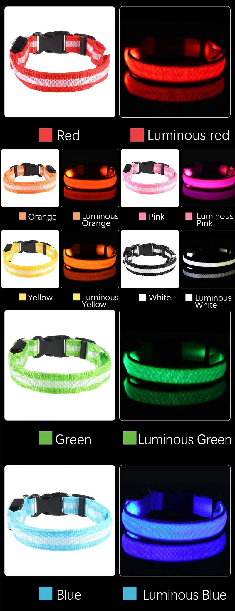 LED Dog Collar – Nylon Light - Up Safety Collar with Reflective Glow - Onlytenbucks.com