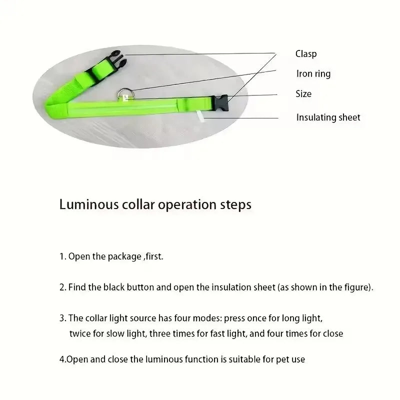 LED Dog Collar – Nylon Light - Up Safety Collar with Reflective Glow - Onlytenbucks.com