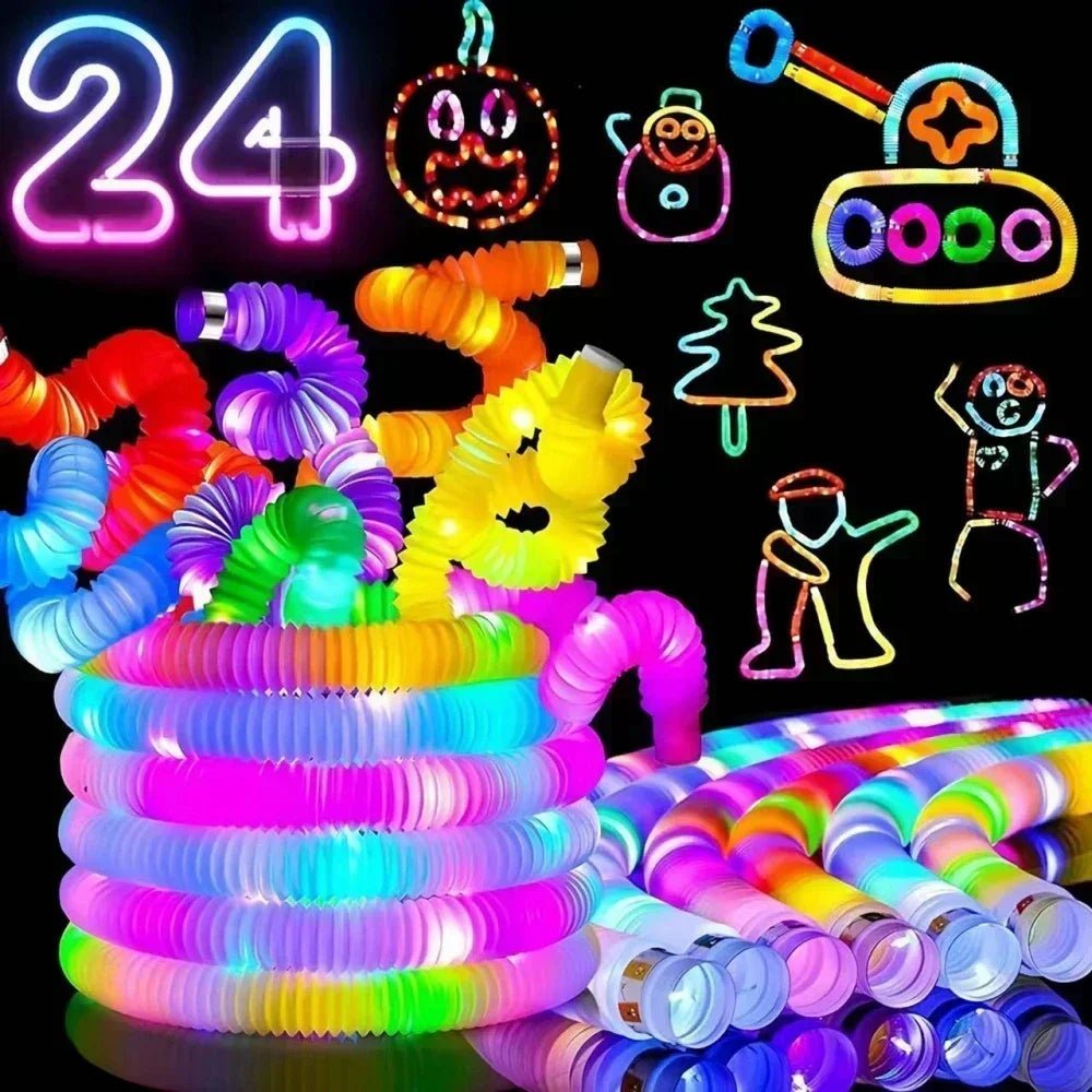LED Pop Tubes Sensory Fidget Toy – 6 PCS Light - Up Stretch Tubes - Onlytenbucks.com