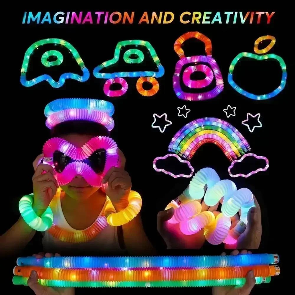 LED Pop Tubes Sensory Fidget Toy – 6 PCS Light - Up Stretch Tubes - Onlytenbucks.com