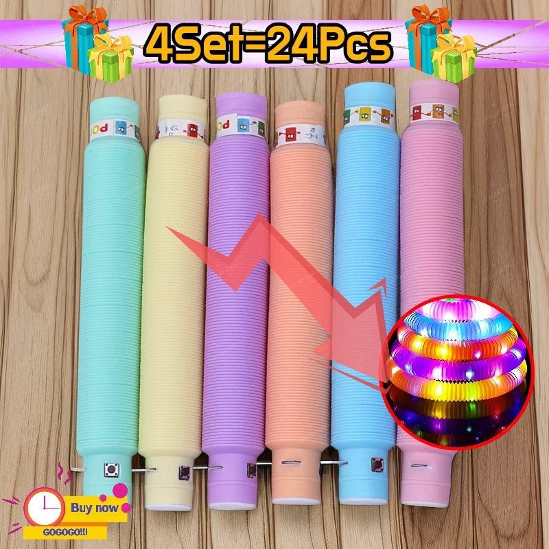 LED Pop Tubes Sensory Fidget Toy – 6 PCS Light - Up Stretch Tubes - Onlytenbucks.com