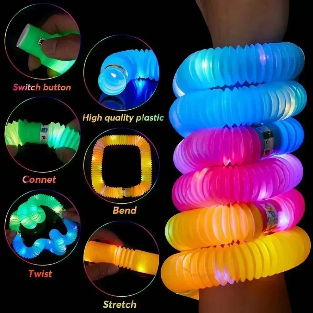 LED Pop Tubes Sensory Fidget Toy – 6 PCS Light - Up Stretch Tubes - Onlytenbucks.com