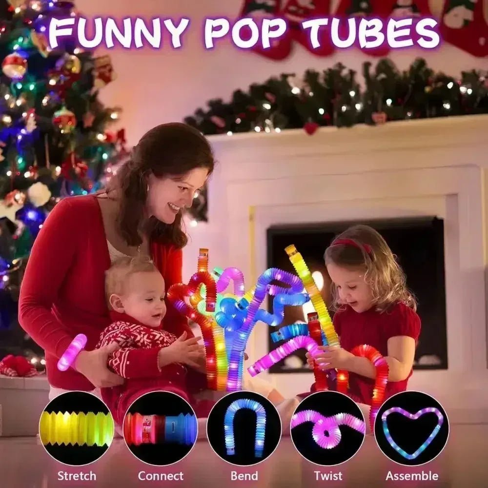 LED Pop Tubes Sensory Fidget Toy – 6 PCS Light - Up Stretch Tubes - Onlytenbucks.com